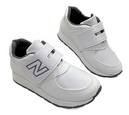 Imagen 4 de 7 de Zapatilla Colegial Deportiva Nena Nene Blanco Negro Escolar