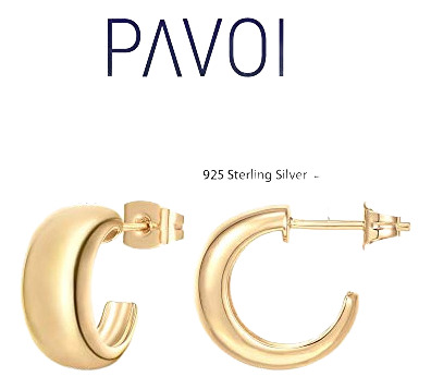 Aretes Pendientes Gruesos De Plata Chapada En Oro De 14k
