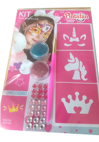 Kit Maquillaje Unicornio Glam Esponja Glitter Pincel Stencil