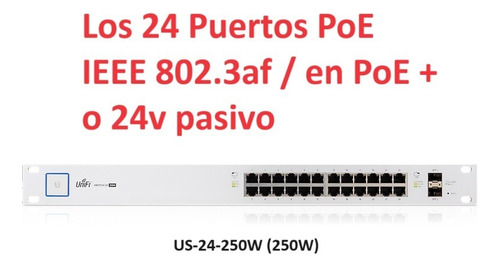 Switch Ubiquiti Standard 24 Poe(gen1) 250w Todos Poe+24v Bcv