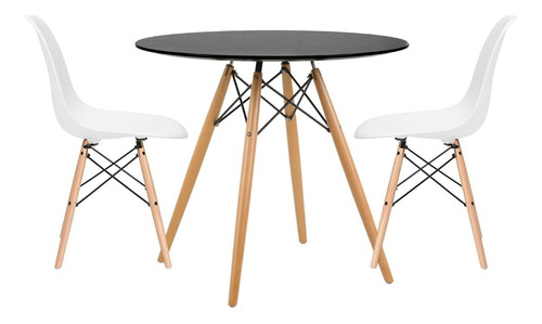 Juego De Comedor Eames Mesa Redonda + 2 Sillas Multimuebles