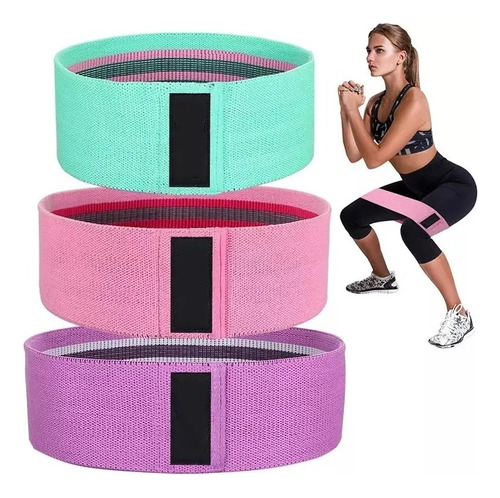 Set De 3 Mini Bandas Elásticas De Tela. Resistencia, Fitness