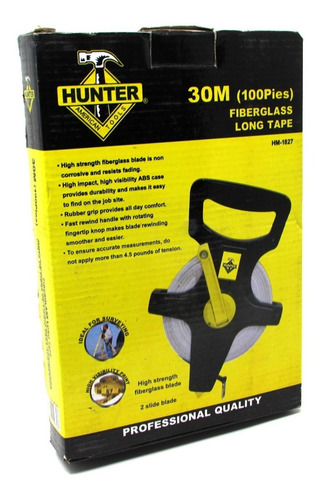 Imagen 2 de 2 de Cinta Métrica De Fibra De Vidrio 30 Mts. Marca Hunter. Booch