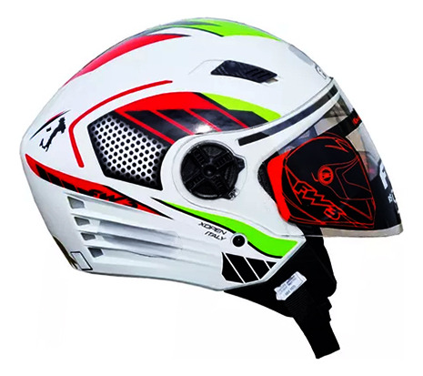 Capacete Fw3 X-open Italy Branco Brilhante Aberto Design