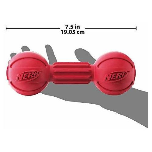 Juguete Para Perros Nerf Dog Barbell Chew, Grande, Rojo Medi