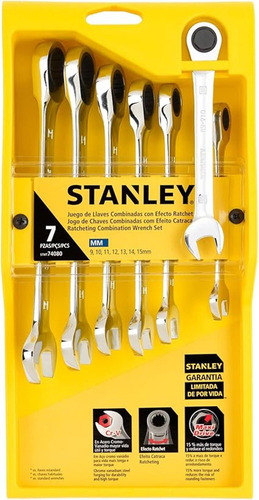 Stanley Juego De 7 Llaves Combinadas Tipo Ratchet Stmt74080