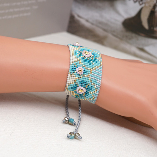 Imagen 10 de 10 de Pulsera Miyuki Mujer Brazalete Flores Artesanal Bohemia Chic