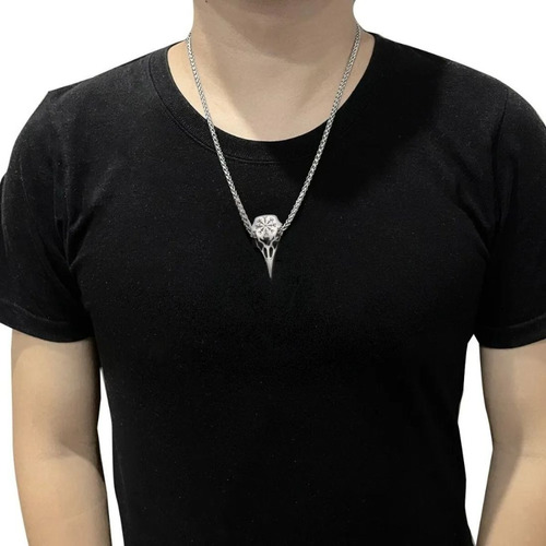 Imagen 2 de 6 de Collar Raven Vikingo Cuervo Amuleto Acero Inoxidable Hombre