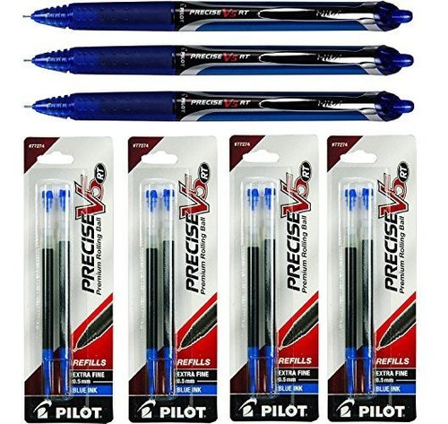 Pilot Precise V5 Rt, 3 Plumas 26063 Con 4 Paquetes De Recamb