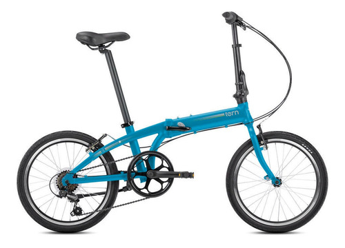 Bicicleta urbana plegable Tern Link A7 R20 Único frenos v-brakes cambio Shimano Tourney color matte blue/silver con pie de apoyo  