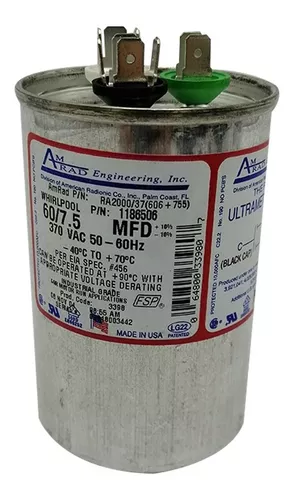 Supco Oval Run Capacitor 7.5 MFD 370V Volt VAC CR7.5X370 50/60HZ