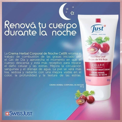 Imagen 4 de 8 de Crema Anti Celulitis De Noche Cellfit 60 Gr Swiss Just