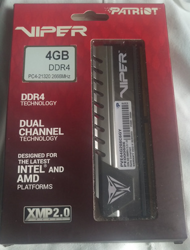 Memoria Ddr4 4gb 2666 Mhz Patriot Viper Elite + Doble Canal