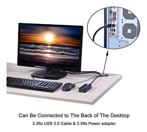 Hub Usb 3.0, Hub Usb Tendak Con 4 Puertos De Datos Usb 3.0 +