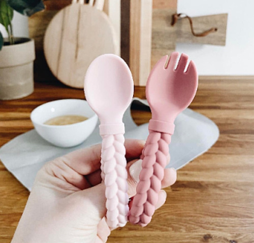 Cuchara Y Tenedor Silicona Rosa Itzy Ritzy Para Bebé E12