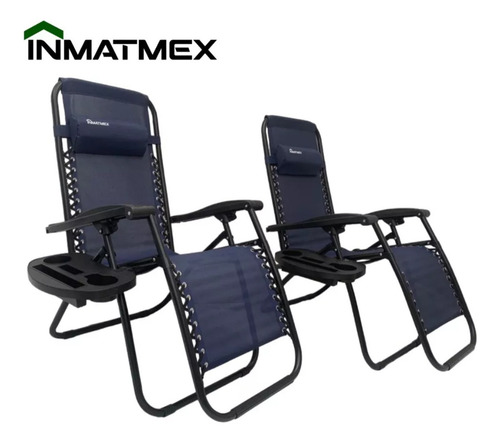 Silla De Playa Y Jardin Plegable Moderna Duo Pack Color Azul