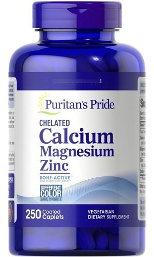 Puritan's Pride, calcio, quelato de magnesio y zinc, 250 cápsulas, sabor sin sabor