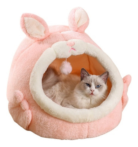 Cama Cucha Igloo Gato Perro Mascota Rosa Med 40x39x30cm C31d