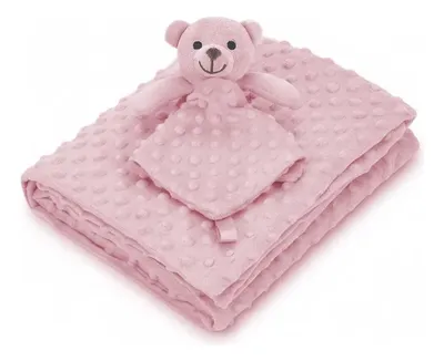 Kit Pipoquinha Bebê Cobertor E Naninha Ursinho Rosa Loani Rosa-claro