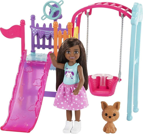 Barbie Chelsea Columpio, Tobogán Y Mascota Mattel