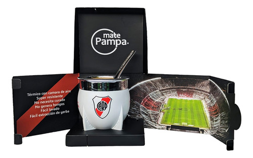 Mate Pampa Xl River Plate + Bombilla Térmico Grandeza Carp 