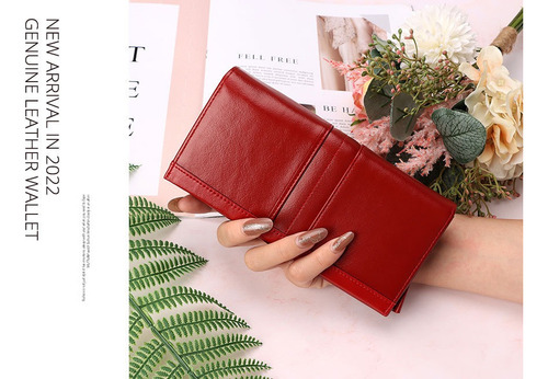 - Carteras De Piel Para Mujer, Retro Cartera Con Bloqueo