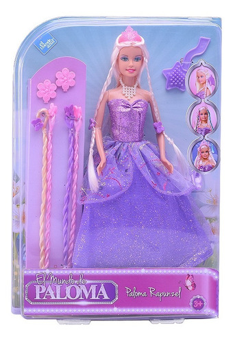 Imagen 1 de 8 de Paloma Muñeca Rapunzel Con Accesorios El Duende Azul Full