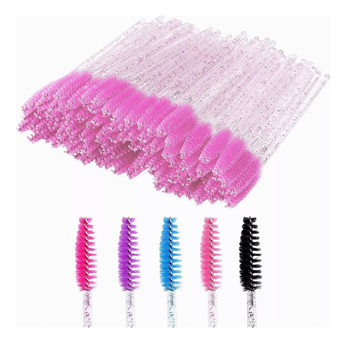 50 Cepillos Para Pestañas Extensión Mink Lashista Glitter