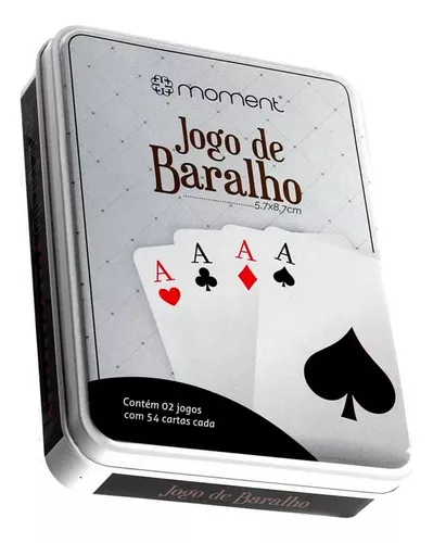 Baralho Duplo 100% Plastico - Com Estojo De Lata Metal - Jogo de Cartas  Buraco Poker Truco