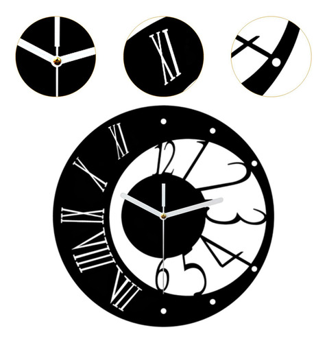 Reloj De Pared Silencioso Para Colgar En La Pared, Negro