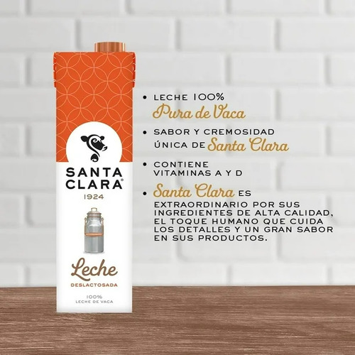 Leche Santa Clara Deslactosada 6 Pack De 1 Lt C/u