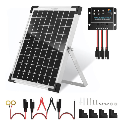 Sunsul Kit De Panel Solar De 10 Vatios Y 12 V Para Mantener