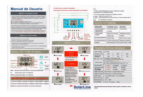 Imagen 2 de 2 de Nueva Reguladora De Carga 20a P/ Panel Solar Bateria Lithium