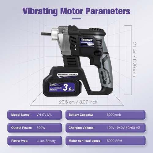 Herramienta Vibratoria De Hormigón Inalámbrica De 21 V Máx.,