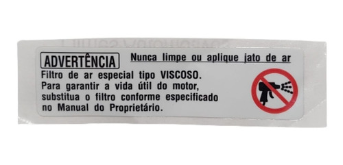 Etiqueta Advertência Filtro Ar Titan 150 / Cb 300 Honda