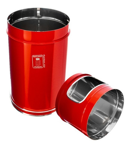Spiro Inox Bote Para Basura Acero Inox Rojo 20x58 Cm/13 Lts