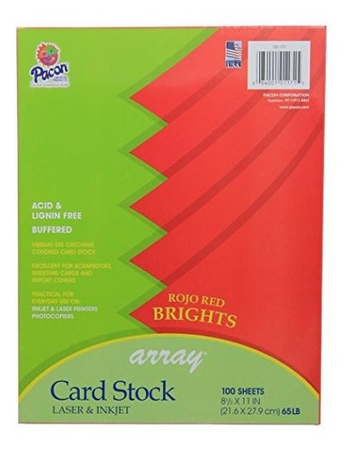 Pacon Pacon Card Stock, Rojo Red, 8-1 2 