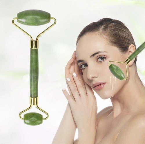 Imagen 5 de 10 de Masajeador Doble Rodillo + Piedra Jade Facial Corporal