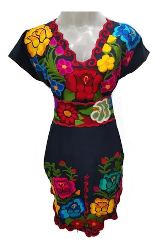 Vestido Mexicano Bordado Chiapas 100% Algodon Artesanal X5 | Envío gratis Vestido Mexicano Bordado Chiapas 100% Algodon Artesanal X5 | Envío gratis