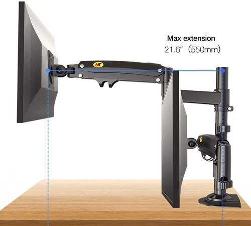Imagen 7 de 11 de Soporte Brazo Monitor Para 2 Pantallas Lcd Led Escritorio Color Negro