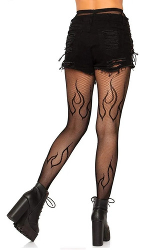 Imagen 5 de 6 de 2 Pantimedias Medias Largas Calavera Malla Mujer