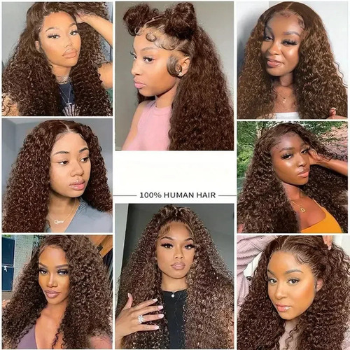Peluca Frontal De Encaje Rizado Natural De Color Naranja, 18