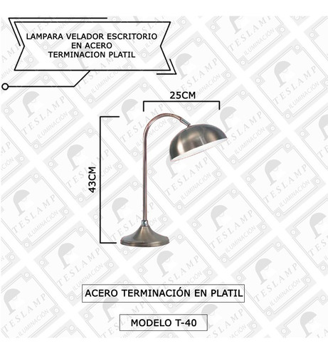 Imagen 2 de 7 de Lampara De Mesa O Velador De Noche En Acero Bajo Consumo