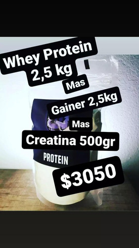 Whey Protein 2.5kg + Mass Gainer 2.5kg + 500gr Creatina