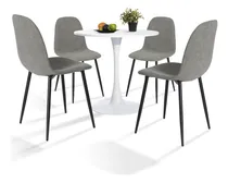 Comprar Comedor 4 Sillas Color Gris Homemake Furniture Color Gris oscuro Diseño de la tela de las sillas Rayado