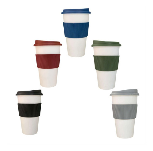 Imagen 6 de 8 de Vaso Térmico Tipo Starbucks + Tapa + Faja 300 Ml Color Dark