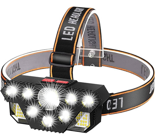 Linterna Frontal Led Recargable 8 Led+20 Smd Super Potentes 