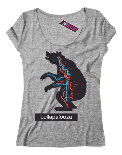 Remera Mujer Lollapalooza Oso Rp218 Dtg Premium