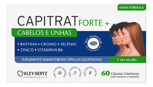 Kit 2 Vitamina Capitrat Cabelos E Unhas 60cps - Kley Hertz Caramelo