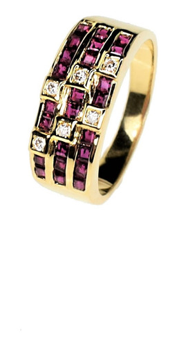 Anillo Medio Sin Fin Rubíes Diamantes Oro 18k. - Free Watch